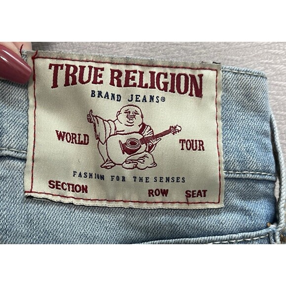 True Religion Relaxed Ricky Straight Jeans Womens 29 Light Blue Y2K Distressed - Picture 8 of 9
